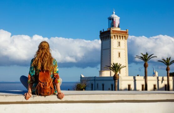 tourist looking at cap spartel, tanger