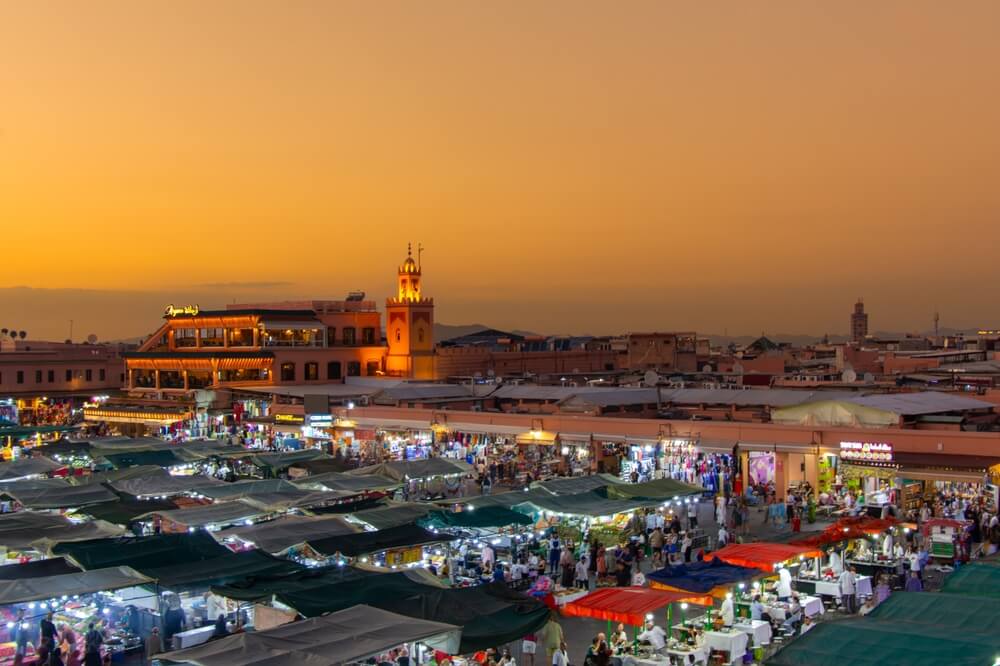 View of the famous Jemma El Fna square